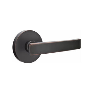 GENEVA (GV) PASSAGE (HALL/CLOSET) LEVER WITH 2-3/8" BACKSET AND 1/4" ROUND FACEPLATE AND STRIKEPLATE