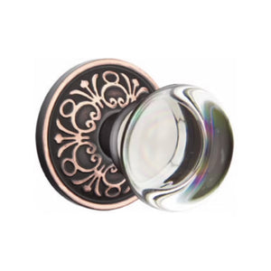 PROVIDENCE GLASS (PC) PRIVACY (BED/BATH) KNOB WITH 2-3/8" BACKSET AND 1/4" ROUND FACEPLATE AND STRIKEPLATE