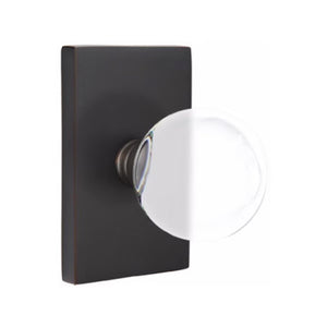 BRISTOL GLASS (BL) PRIVACY (BED/BATH) KNOB WITH 2-3/8" BACKSET AND 1/4" ROUND FACEPLATE AND STRIKEPLATE WITH MODERN ROSETTE