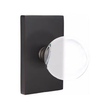 Load image into Gallery viewer, BRISTOL GLASS (BL) PASSAGE (HALL/CLOSET) KNOB WITH 2-3/8&quot; BACKSET AND 1/4&quot; ROUND FACEPLATE AND STRIKEPLATE WITH MODERN ROSETTE
