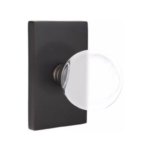 BRISTOL GLASS (BL) PASSAGE (HALL/CLOSET) KNOB WITH 2-3/8" BACKSET AND 1/4" ROUND FACEPLATE AND STRIKEPLATE WITH MODERN ROSETTE