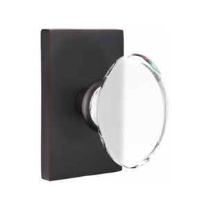 HAMPTON GLASS (HT) PASSAGE (HALL/CLOSET) KNOB WITH 2-3/8" BACKSET AND 1/4" ROUND FACEPLATE AND STRIKEPLATE WITH MODERN ROSETTE