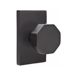 OCTAGON (OCT) PRIVACY (BED/BATH) KNOB WITH 2-3/8" BACKSET AND 1/4" ROUND FACEPLATE AND STRIKEPLATE