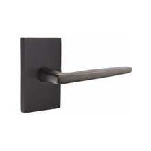 Load image into Gallery viewer, HERMES (HER) PASSAGE (HALL/CLOSET) LEVER WITH 2-3/8&quot; BACKSET AND 1/4&quot; ROUND FACEPLATE AND STRIKEPLATE
