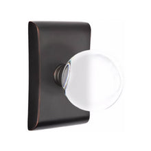 Load image into Gallery viewer, BRISTOL GLASS (BL) PASSAGE (HALL/CLOSET) KNOB WITH 2-3/8&quot; BACKSET AND 1/4&quot; ROUND FACEPLATE AND STRIKEPLATE WITH MODERN ROSETTE
