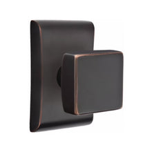 Load image into Gallery viewer, SQUARE (SQU) PRIVACY (BED/BATH) KNOB WITH 2-3/8&quot; BACKSET AND 1/4&quot; ROUND FACEPLATE AND STRIKEPLATE

