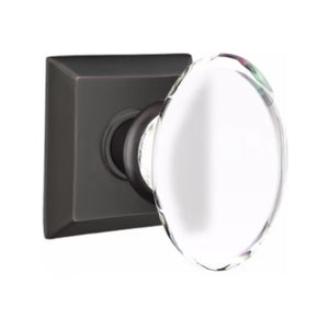 HAMPTON GLASS (HT) PASSAGE (HALL/CLOSET) KNOB WITH 2-3/8" BACKSET AND 1/4" FACEPLATE AND STRIKEPLATE WITH TRADITIONAL ROSETTE