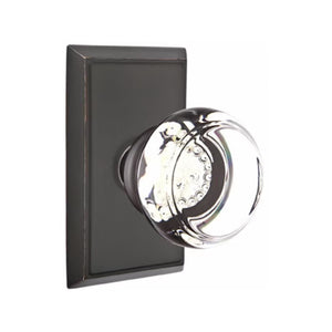 GEORGETOWN GLASS (GT) PRIVACY (BED/BATH) KNOB WITH 2-3/8" BACKSET AND 1/4" ROUND FACEPLATE AND STRIKEPLATE