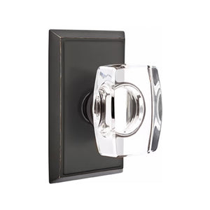 WINDSOR GLASS (WS) PASSAGE (HALL/CLOSET) KNOB WITH 2-3/8" BACKSET AND 1/4" ROUND FACEPLATE AND STRIKEPLATE WITH TRADITIONAL ROSETTE