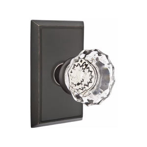ASTORIA GLASS (AS) PASSAGE (HALL/CLOSET) KNOB WITH 2-3/8" BACKSET AND 1/4" ROUND FACEPLATE AND STRIKEPLATE