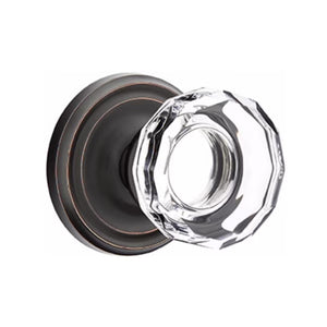 LOWELL GLASS (LW) PASSAGE (HALL/CLOSET) KNOB WITH 2-3/8" BACKSET AND 1/4" ROUND FACEPLATE AND STRIKEPLATE