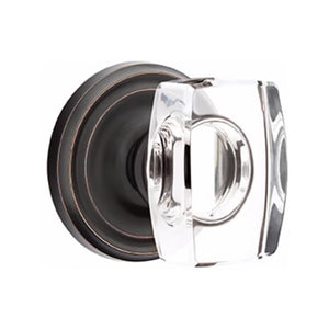 WINDSOR GLASS (WS) PASSAGE (HALL/CLOSET) KNOB WITH 2-3/8" BACKSET AND 1/4" ROUND FACEPLATE AND STRIKEPLATE WITH TRADITIONAL ROSETTE