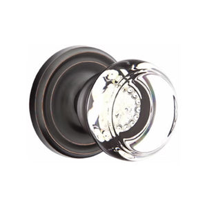 GEORGETOWN GLASS (GT) PASSAGE (HALL/CLOSET) KNOB WITH 2-3/8" BACKSET AND 1/4" ROUND FACEPLATE AND STRIKEPLATE