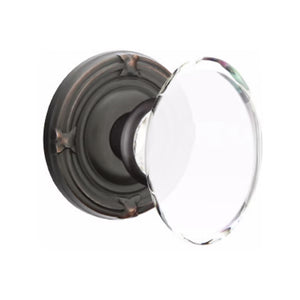HAMPTON GLASS (HT) PASSAGE (HALL/CLOSET) KNOB WITH 2-3/8" BACKSET AND 1/4" FACEPLATE AND STRIKEPLATE WITH TRADITIONAL ROSETTE