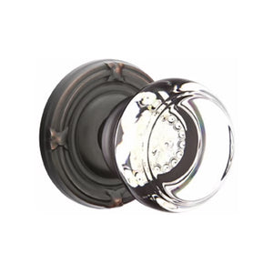 GEORGETOWN GLASS (GT) PASSAGE (HALL/CLOSET) KNOB WITH 2-3/8" BACKSET AND 1/4" ROUND FACEPLATE AND STRIKEPLATE