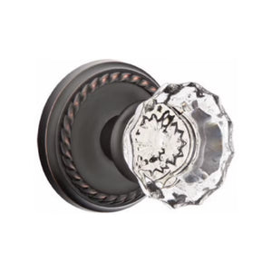 ASTORIA GLASS (AS) PASSAGE (HALL/CLOSET) KNOB WITH 2-3/8" BACKSET AND 1/4" ROUND FACEPLATE AND STRIKEPLATE