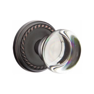 PROVIDENCE GLASS (PC) PRIVACY (BED/BATH) KNOB WITH 2-3/8" BACKSET AND 1/4" ROUND FACEPLATE AND STRIKEPLATE