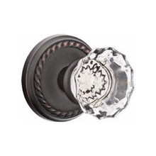 Load image into Gallery viewer, ASTORIA GLASS (AS) PRIVACY (BED/BATH) KNOB WITH 2-3/8&quot; BACKSET AND 1/4&quot; ROUND FACEPLATE AND STRIKEPLATE
