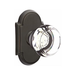 GEORGETOWN GLASS (GT) PASSAGE (HALL/CLOSET) KNOB WITH 2-3/8" BACKSET AND 1/4" ROUND FACEPLATE AND STRIKEPLATE