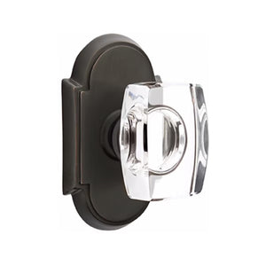 WINDSOR GLASS (WS) PRIVACY (BED/BATH) KNOB WITH 2-3/8" BACKSET AND 1/4" ROUND FACEPLATE AND STRIKEPLATE WITH TRADITIONAL ROSETTE