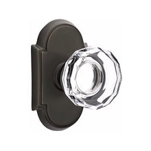 Load image into Gallery viewer, LOWELL GLASS (LW) PASSAGE (HALL/CLOSET) KNOB WITH 2-3/8&quot; BACKSET AND 1/4&quot; ROUND FACEPLATE AND STRIKEPLATE
