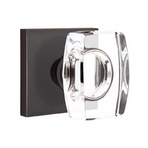 WINDSOR GLASS (WS) PRIVACY (BED/BATH) KNOB WITH 2-3/8" BACKSET AND 1/4" ROUND FACEPLATE AND STRIKEPLATE WITH MODERN ROSETTE