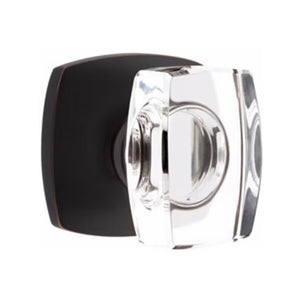 WINDSOR GLASS (WS) PASSAGE (HALL/CLOSET) KNOB WITH 2-3/8" BACKSET AND 1/4" ROUND FACEPLATE AND STRIKEPLATE WITH MODERN ROSETTE
