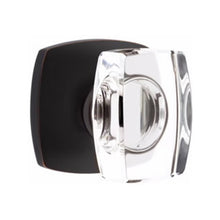 Load image into Gallery viewer, WINDSOR GLASS (WS) PRIVACY (BED/BATH) KNOB WITH 2-3/8&quot; BACKSET AND 1/4&quot; ROUND FACEPLATE AND STRIKEPLATE WITH MODERN ROSETTE
