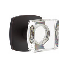 Load image into Gallery viewer, MODERN SQUARE GLASS (MSC) PRIVACY (BED/BATH) KNOB WITH 2-3/8&quot; BACKSET AND 1/4&quot; ROUND FACEPLATE AND STRIKEPLATE
