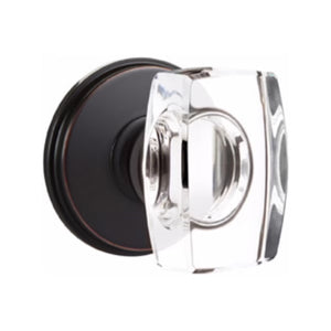 WINDSOR GLASS (WS) PRIVACY (BED/BATH) KNOB WITH 2-3/8" BACKSET AND 1/4" ROUND FACEPLATE AND STRIKEPLATE WITH TRADITIONAL ROSETTE