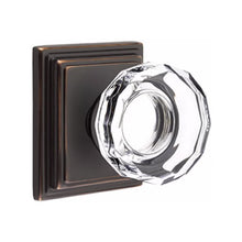 Load image into Gallery viewer, LOWELL GLASS (LW) PRIVACY (BED/BATH) KNOB WITH 2-3/8&quot; BACKSET AND 1/4&quot; ROUND FACEPLATE AND STRIKEPLATE
