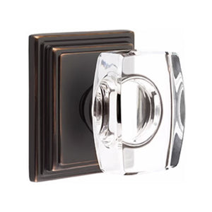 WINDSOR GLASS (WS) PRIVACY (BED/BATH) KNOB WITH 2-3/8" BACKSET AND 1/4" ROUND FACEPLATE AND STRIKEPLATE WITH TRADITIONAL ROSETTE