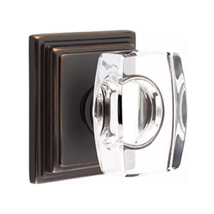 WINDSOR GLASS (WS) PASSAGE (HALL/CLOSET) KNOB WITH 2-3/8" BACKSET AND 1/4" ROUND FACEPLATE AND STRIKEPLATE WITH TRADITIONAL ROSETTE