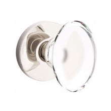 Load image into Gallery viewer, HAMPTON GLASS (HT) PRIVACY (BED/BATH) KNOB WITH 2-3/8&quot; BACKSET AND 1/4&quot; ROUND FACEPLATE AND STRIKEPLATE WITH MODERN ROSETTE
