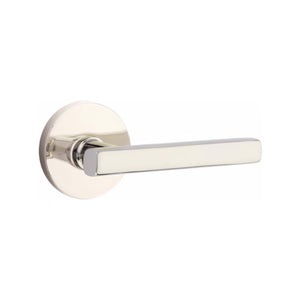 FREESTONE (FRL) PASSAGE (HALL/CLOSET) LEVER WITH 2-3/8" BACKSET AND 1/4" ROUND FACEPLATE AND STRIKEPLATE