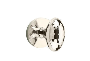HAMMERED EGG (HE) PRIVACY (BED/BATH) KNOB WITH 2-3/8" BACKSET AND 1/4" ROUND FACEPLATE AND STRIKEPLATE
