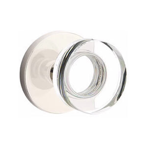 MODERN DISC GLASS (MDC) PASSAGE (HALL/CLOSET) KNOB WITH 2-3/8" BACKSET AND 1/4" ROUND FACEPLATE AND STRIKEPLATE