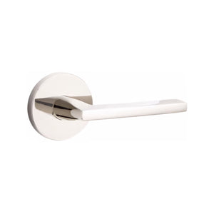 HELIOS (HLO) PRIVACY (BED/BATH) LEVER WITH 2-3/8" BACKSET AND 1/4" ROUND FACEPLATE AND STRIKEPLATE