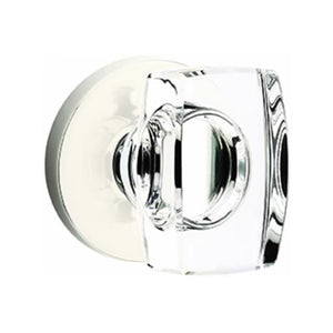 WINDSOR GLASS (WS) PASSAGE (HALL/CLOSET) KNOB WITH 2-3/8" BACKSET AND 1/4" ROUND FACEPLATE AND STRIKEPLATE WITH MODERN ROSETTE