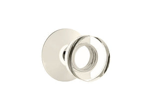 MODERN DISC GLASS (MDC) PASSAGE (HALL/CLOSET) KNOB WITH 2-3/8" BACKSET AND 1/4" ROUND FACEPLATE AND STRIKEPLATE