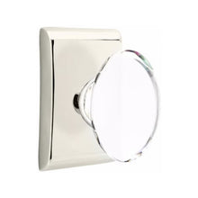 Load image into Gallery viewer, HAMPTON GLASS (HT) PRIVACY (BED/BATH) KNOB WITH 2-3/8&quot; BACKSET AND 1/4&quot; ROUND FACEPLATE AND STRIKEPLATE WITH MODERN ROSETTE
