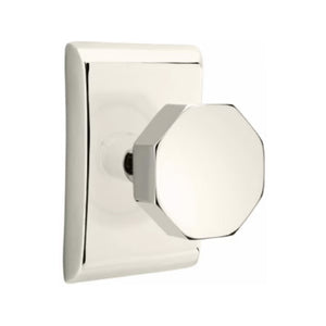 OCTAGON (OCT) PRIVACY (BED/BATH) KNOB WITH 2-3/8" BACKSET AND 1/4" ROUND FACEPLATE AND STRIKEPLATE
