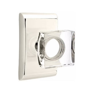 MODERN SQUARE GLASS (MSC) PASSAGE (HALL/CLOSET) KNOB WITH 2-3/8" BACKSET AND 1/4" ROUND FACEPLATE AND STRIKEPLATE