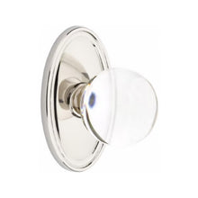 Load image into Gallery viewer, BRISTOL GLASS (BL) PASSAGE (HALL/CLOSET) KNOB WITH 2-3/8&quot; BACKSET AND 1/4&quot; ROUND FACEPLATE AND STRIKEPLATE WITH TRADITIONAL ROSETTE
