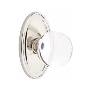 BRISTOL GLASS (BL) PASSAGE (HALL/CLOSET) KNOB WITH 2-3/8" BACKSET AND 1/4" ROUND FACEPLATE AND STRIKEPLATE WITH TRADITIONAL ROSETTE