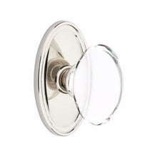 Load image into Gallery viewer, HAMPTON GLASS (HT) PRIVACY (BED/BATH) KNOB WITH 2-3/8&quot; BACKSET AND 1/4&quot; FACEPLATE AND STRIKEPLATE WITH TRADITIONAL ROSETTE
