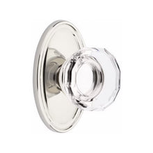 Load image into Gallery viewer, LOWELL GLASS (LW) PASSAGE (HALL/CLOSET) KNOB WITH 2-3/8&quot; BACKSET AND 1/4&quot; ROUND FACEPLATE AND STRIKEPLATE
