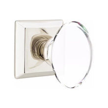 Load image into Gallery viewer, HAMPTON GLASS (HT) PRIVACY (BED/BATH) KNOB WITH 2-3/8&quot; BACKSET AND 1/4&quot; FACEPLATE AND STRIKEPLATE WITH TRADITIONAL ROSETTE
