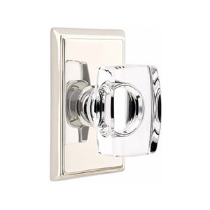 WINDSOR GLASS (WS) PASSAGE (HALL/CLOSET) KNOB WITH 2-3/8" BACKSET AND 1/4" ROUND FACEPLATE AND STRIKEPLATE WITH TRADITIONAL ROSETTE