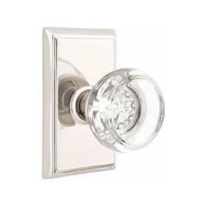 GEORGETOWN GLASS (GT) PRIVACY (BED/BATH) KNOB WITH 2-3/8" BACKSET AND 1/4" ROUND FACEPLATE AND STRIKEPLATE
